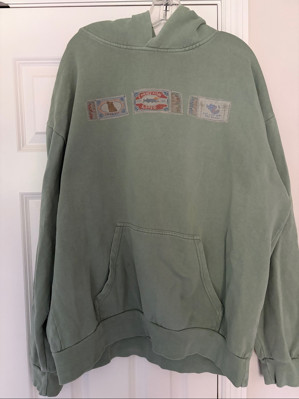 Ghost Cowboy sage Green Hoodie Hoody Matchbox Print